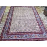 A hand knotted woollen Malayer rug, 2.93m x 2m, generally good condition and colours good