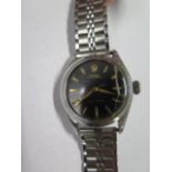 A vintage Rolex oyster Royal manual wind stainless steel bracelet wristwatch with black dial and