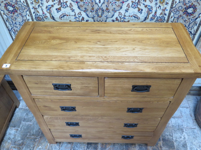 An oak five drawer chest with little use, 98cm tall x 98cm x 43cm - Image 2 of 2