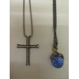 A Stephen Webster .925 sterling silver Rayman cross pendant and chain, hallmarked, boxed, approx