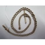 A 9ct gold pocket watch chain of graduated links, stamped 9.375, approx 38.5 grams, length 43cm,