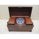A late Georgian mahogany tea caddy, 38cm wide, in good polished condition