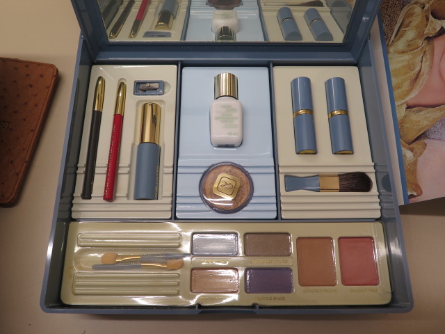 An Estee Lauder 'Great Face box' and Estee Lauder ostrich slim toiletry bag, 28cm wide,, a - Image 5 of 6