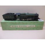 A Graham Farish 00 gauge king class locomotive and tender, 'King John', green livery, boxed.