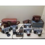 A collection of Voigtlander Prominent 35mm Rangefinder camera equipment, includes; 5 Prominent