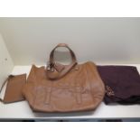 A Mulberry oak leather maise tote smooth touch bag, 29cm wide, as new with wallet and dust jacket