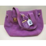 A Prada purple suede handbag with gilt metal hardware, 30cm wide, internal certificate detailed