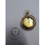 A gold ladies pocket watch for restoration, tests to approx 9ct, 3cm wide, approx 20 grams