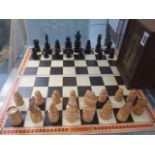 A Jacques London St.George chess set. Nice chunky pieces with Kings about 3.75" tall, Jacques