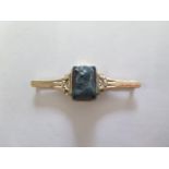 A 10ct yellow gold blood stone classical style brooch, 7cm long, approx 10grams in reasonably good