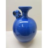A blue ground studio pottery jug vase, 26cm tall, in good condition