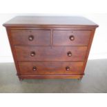 A Victorian mahogany two over two chest of drawers in polished restored condition, 90cm tall x 106cm