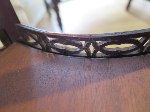 An Edwardian mahogany occasional table with gallery and inlaid top, 66cm tall x 54cm x 45cm, some - Image 6 of 6