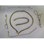 A selection of 9ct gold chains, necklace and bracelet, all broken or damaged, total weight approx