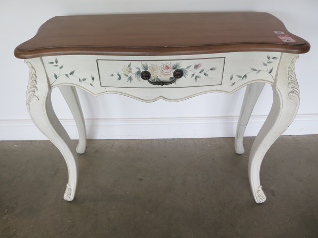 A painted side table, 98cm wide x 78cm high