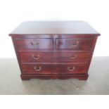 A Victorian mahogany two over two chest of drawers in polished restored condition, 80cm tall x 107cm