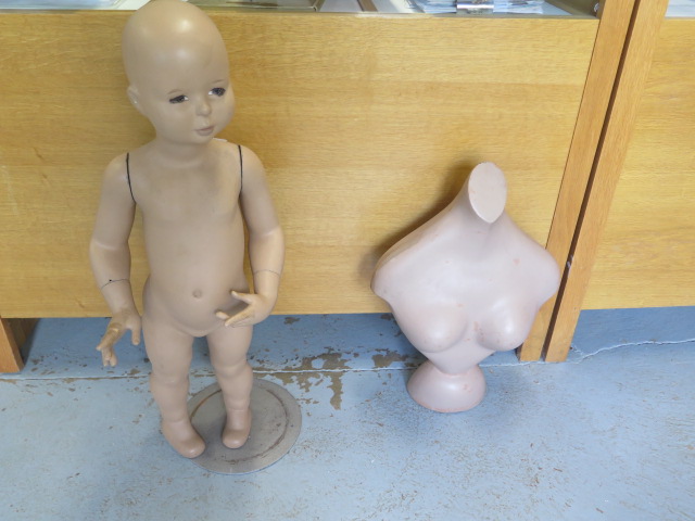 A shop display child mannequin together with half ladies model, some repairs, please see images