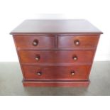 A Victorian mahogany two over two chest of drawers in polished restored condition, 86cm tall x