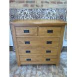 An oak five drawer chest with little use, 98cm tall x 98cm x 43cm