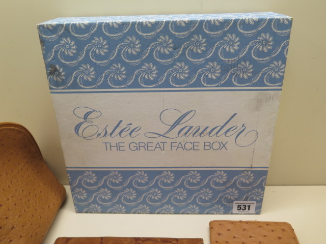 An Estee Lauder 'Great Face box' and Estee Lauder ostrich slim toiletry bag, 28cm wide,, a - Image 2 of 6