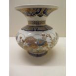 A well-potted 19th century Japanese Satsuma vase finely decorated with a floral design in coloured