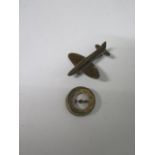 A Spitfire brooch, missing pin, and an escape Compass, 17mm diameter