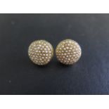 A pair of silver gilt pearl earrings, 15mm diameter, in good condition