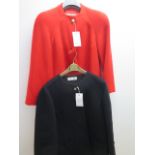 A ladies Hardy Amies black wool coat and a ladies Aquascutum orange wool coat, both with minor age