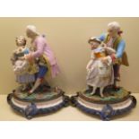 Two 20th century French biscuit porcelain figure groups each modelled with gallant making amorous