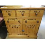 A good quality pine chest with five drawers over two cupboard doors, 78cm wide x 80cm high.