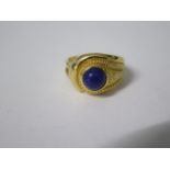 A 14ct yellow gold lapsi lazuli ring, size P, marked 585, approx 6 grams, in good condition
