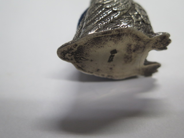 A 925 filled silver owl pin cushion, 4cm tall, and a hallmarked silver rocking horse pin cushion, - Image 4 of 4