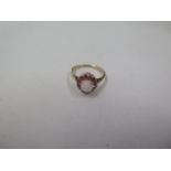 A 9ct yellow gold, opal and ruby ring, marked 9ct, size K, approx 2.2 grams, in good condition