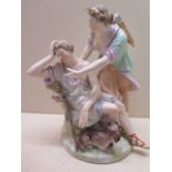 A 19th century K.P.M Berlin porcelain figure group 'LUNA ENDIMIO' depicting Diana and a shepherd,