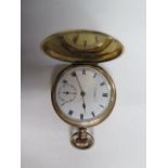 A gold plated Hunter pocket watch by Thomas Russell and son, Liverpool, 5cm wide, some wear