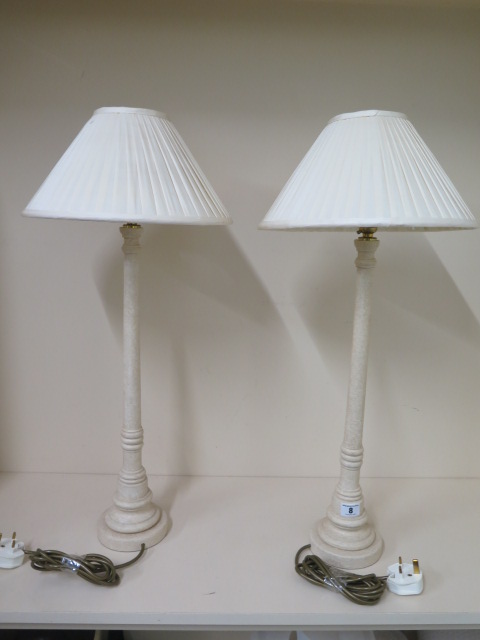 A pair of table lamps with shades, 66cm tall