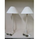 A pair of table lamps with shades, 66cm tall