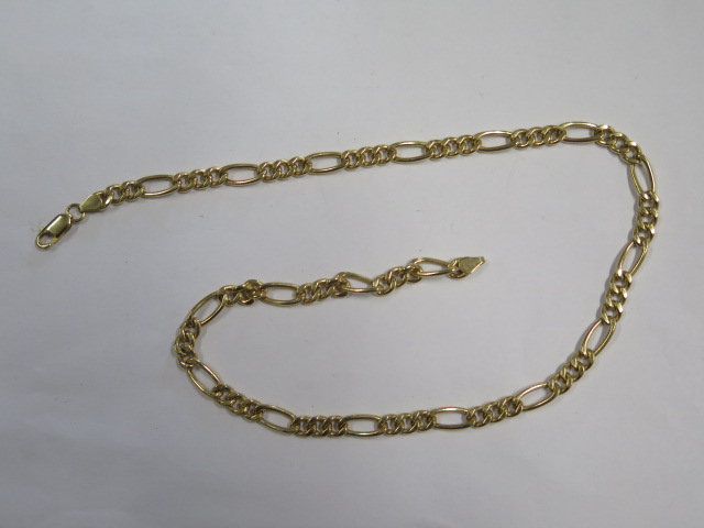 A hallmarked 18ct yellow gold necklace 50cm long, approx 21.3 grams, clasp working in generally good