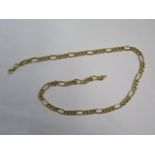 A hallmarked 18ct yellow gold necklace 50cm long, approx 21.3 grams, clasp working in generally good