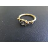 A silver gilt rough cut diamond ring, size M, in generally good condition