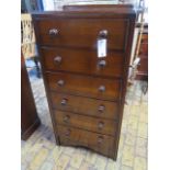 A 20th century oak six drawer chest, 125cm tall x 61cm x 41cm, in polished restored condition