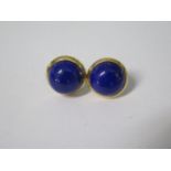 A pair of 18ct yellow gold lapis lazuli earrings, 13mm diameter, marked 750, in good condition