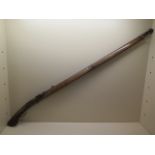 A 19th century Tanegashima Japanese Matchlock musket long gun with sighted octagonal barrel