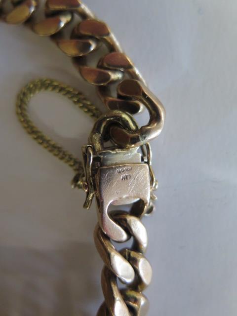 A hallmarked 9ct yellow gold link bracelet approx 20cm long, total weight 59 grams with some wear - Image 2 of 2