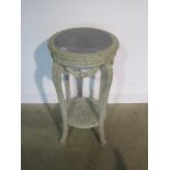 A painted continental marble top plant stand, 75cm tall x 41cm wide