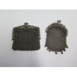 Two continental white metal opera purses, 6cm and 5cm wide, total weight approx 2.3 troy oz,