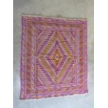 A hand knotted woollen gazak rug, 123cm x 112cm