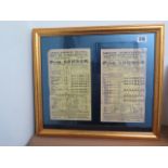 Framed original 1870 Railway hand bill, trips to Yorkshire from London via Huntingdon,