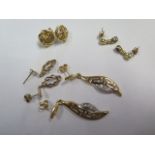 Four pairs of 18ct earrings, total weight approx 12.6 grams