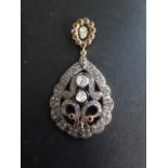 A silver gilt rough cut diamond pendant, 5.8cm long, generally good condition